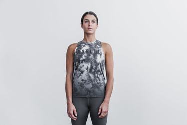 Nobull High-Neck Dip-Dye Women's Tank Tops White Black | Australia (SQ4037)